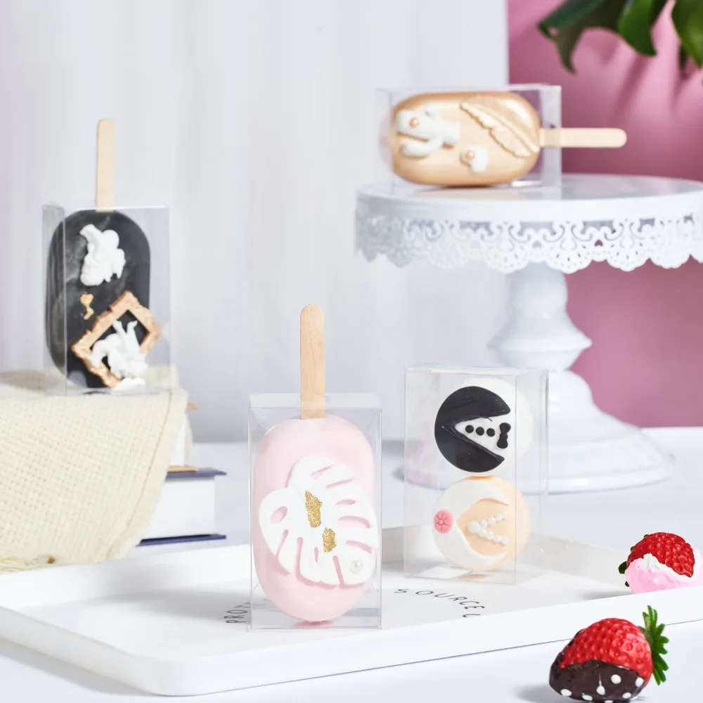 Cajas de pl&aacute;stico transparente con agujero para dulces, embalaje para Celebraci&oacute;n de beb&eacute;, recuerdo de fiesta de cumplea&ntilde;os-5
