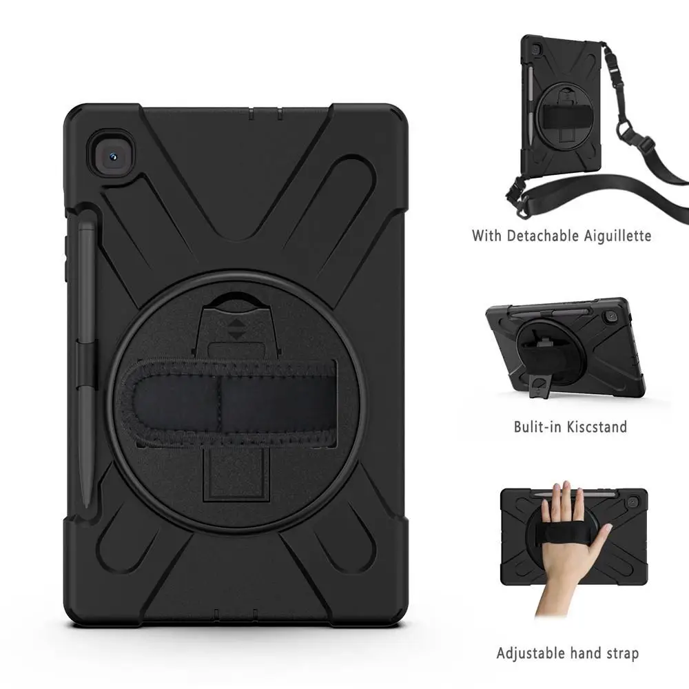 

Tab S6 Lite 10.4 P610 Heavy Duty Rugged Shockproof Case 360 Rotat Kickstand/Hand+Neck Strap for Samsung Tab S6 10.4 SM-P610/P615