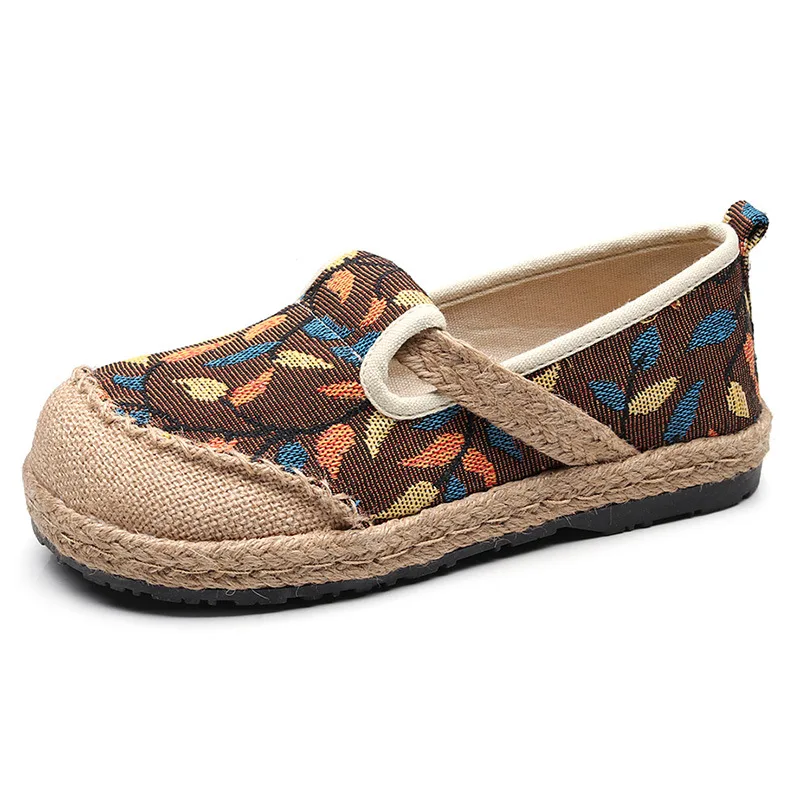 

Cotton and Linen Women's Shoes Floral Craft Cloth Shoes Spring and Summer Pastoral Style Shallow Mouth One Pedal Fisherman Shoes