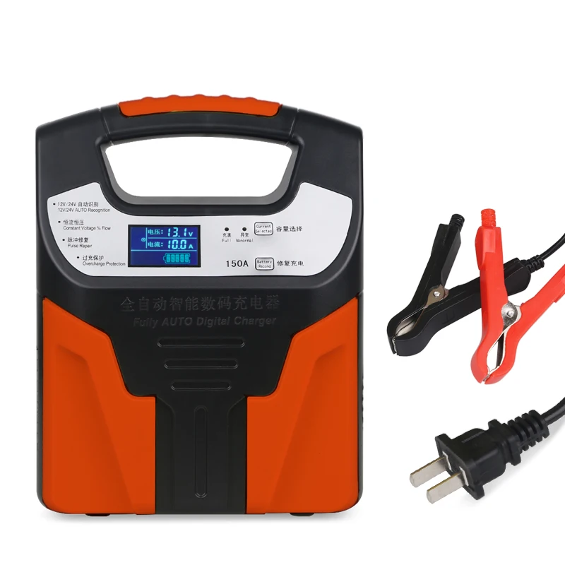 12v 24V Automatic Car Battery Charger Wet Dry Lead Acid Smart Fast Power Battery Charging Motorcycle Truck Auto LCD Display
