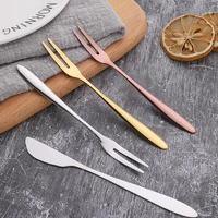 2021 new stainless steel creative fruit fork titanium moon cake knife and fork dessert fork cake fork small fork