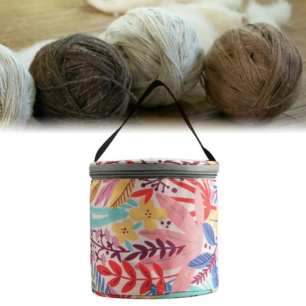 

Hot Sales Storage Bag Leaves Pattern Design Large Capacity 600D Oxford Cloth Knitting Wool Storage Bag for Home