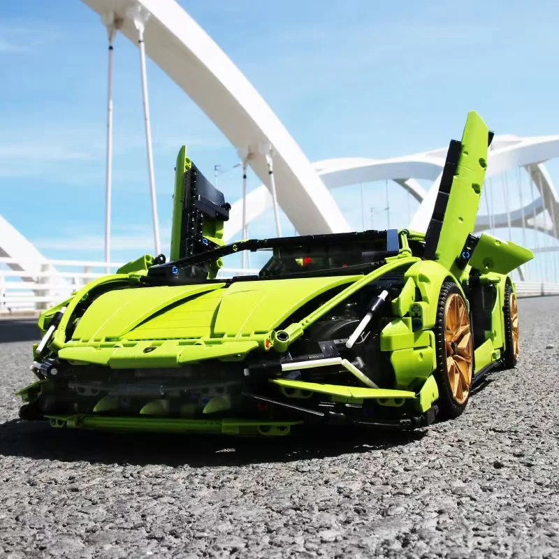 

High-Tech Car Toys Lamborghinis Sians Roadster Building Block Remote Control Super Racing Vehicle 42115 Model Gift For Boyfriend