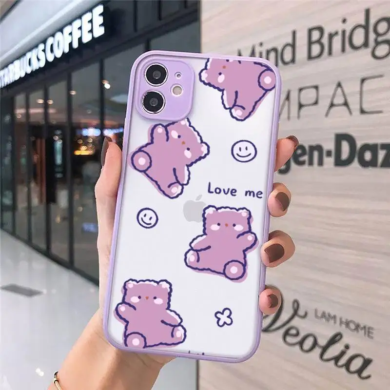 

bear frog rabbit cute animal Cartoon Phone Case matte transparent For iphone 7 8 11 12 plus mini x xs xr pro max cover