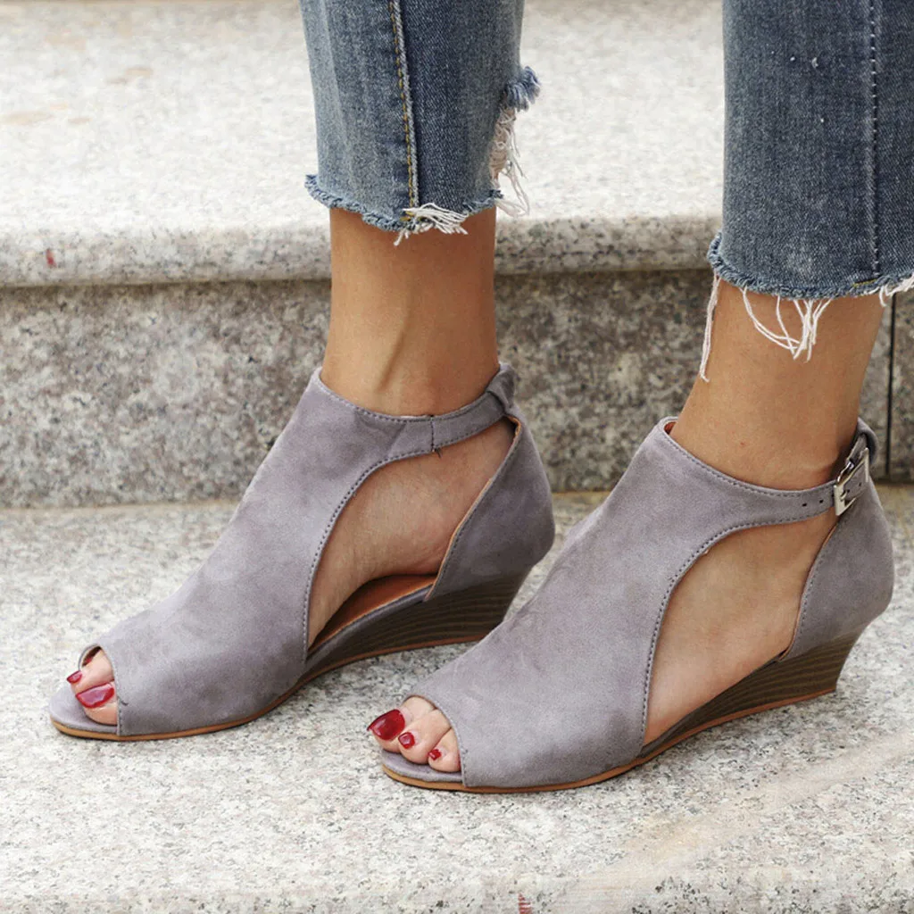 

Hot Europe Women Sandals High-heel Shoes Woman 2020 Spring Summer Fashion Sexy Casual Fish Mouth Wedge Sandals Plus Size