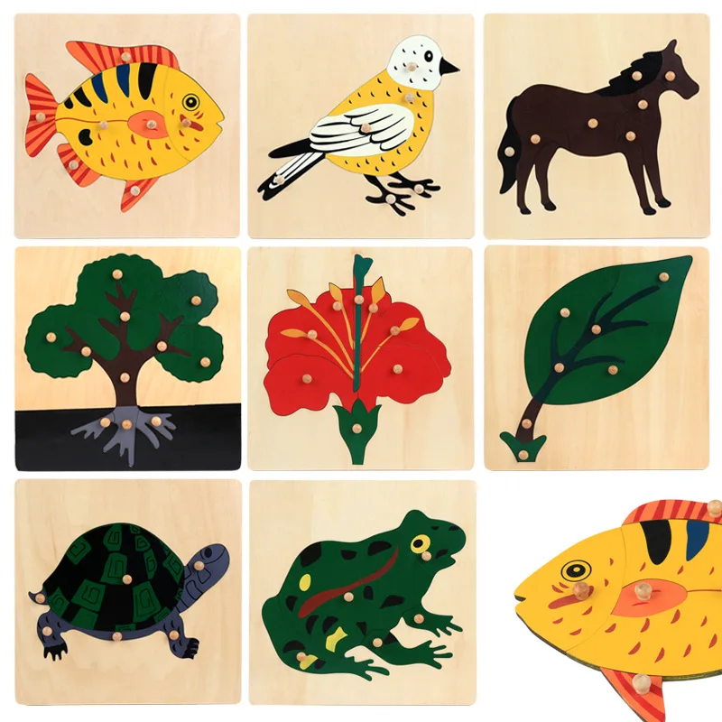 

Wooden Toys Animal and Plant Panels Animal Puzzle Extension Nine Panels Mongolian Kindergarten Early Learning Toys for Children