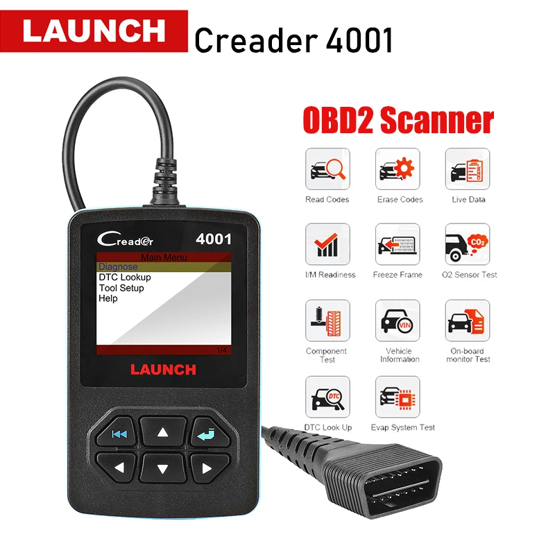OBDII EOBD Sacnner launch CReader 4001 автоматический считыватель кодов OBD2 диагностические сканирующие инструменты онлайн бесплатное обновление PK launch Creader v