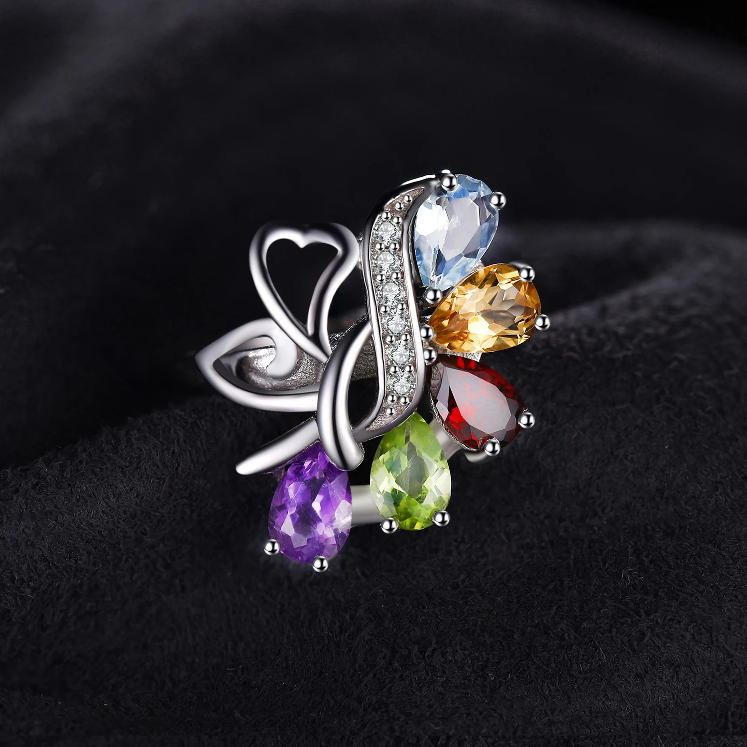 Jewelrypalace 2.5ct натуральная Аметист гранат перидот Топаз Кольцо рок кварца твердой