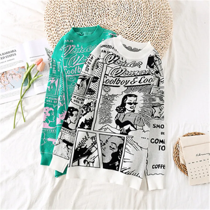 Женский трикотажный пуловер с круглым вырезом и длинным рукавом | Женская одежда