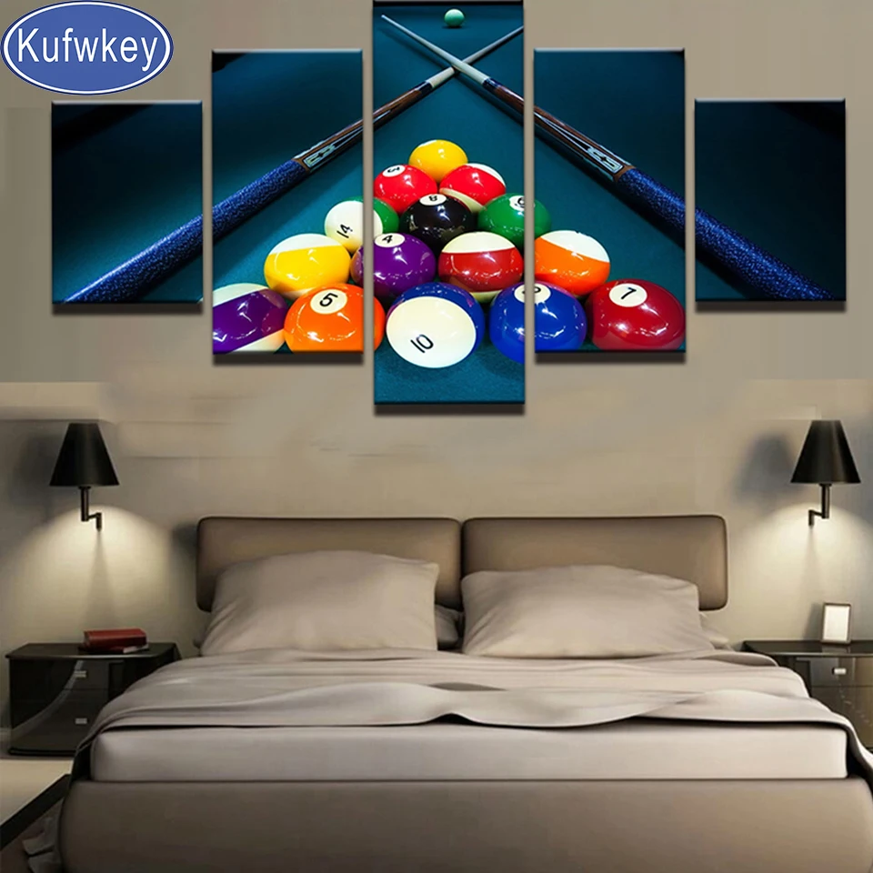 

5 Panels billiard diamond embroidery new 2020 diy Diamond Painting 3d Pictures Full Square/ Round diamond keychain,