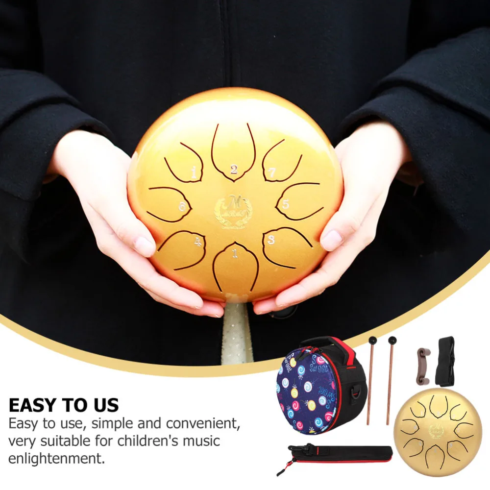 

1Set/7pcs 6 Inch Hand Drum Simple Steel Tongue Drum Kit Percussion Instrument