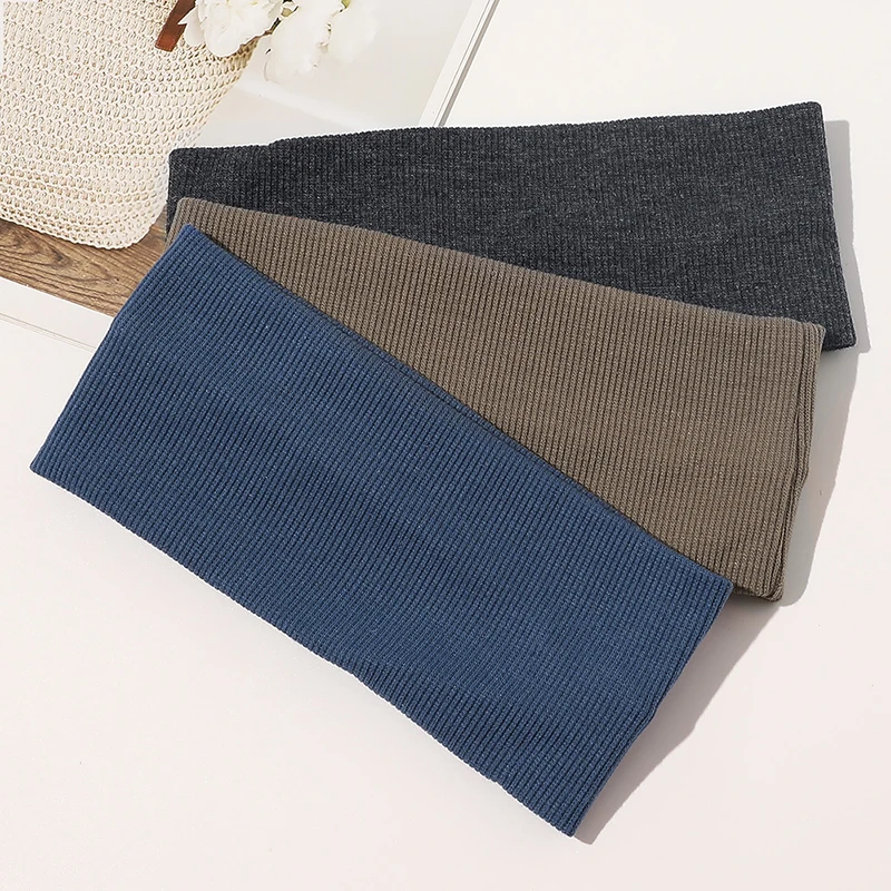 

Women Bandana Knitted Cotton Hairband Solid Wide Turban Spiral Double Girls Makeup Elastic Hair Band Headband Elegant Head Wrap