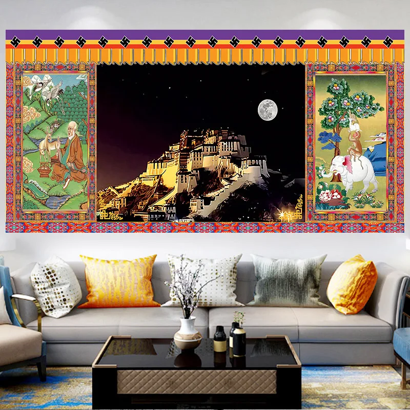 Настенная подвесная гобеленка с голубым небом Тибетский дворец potala Настенный