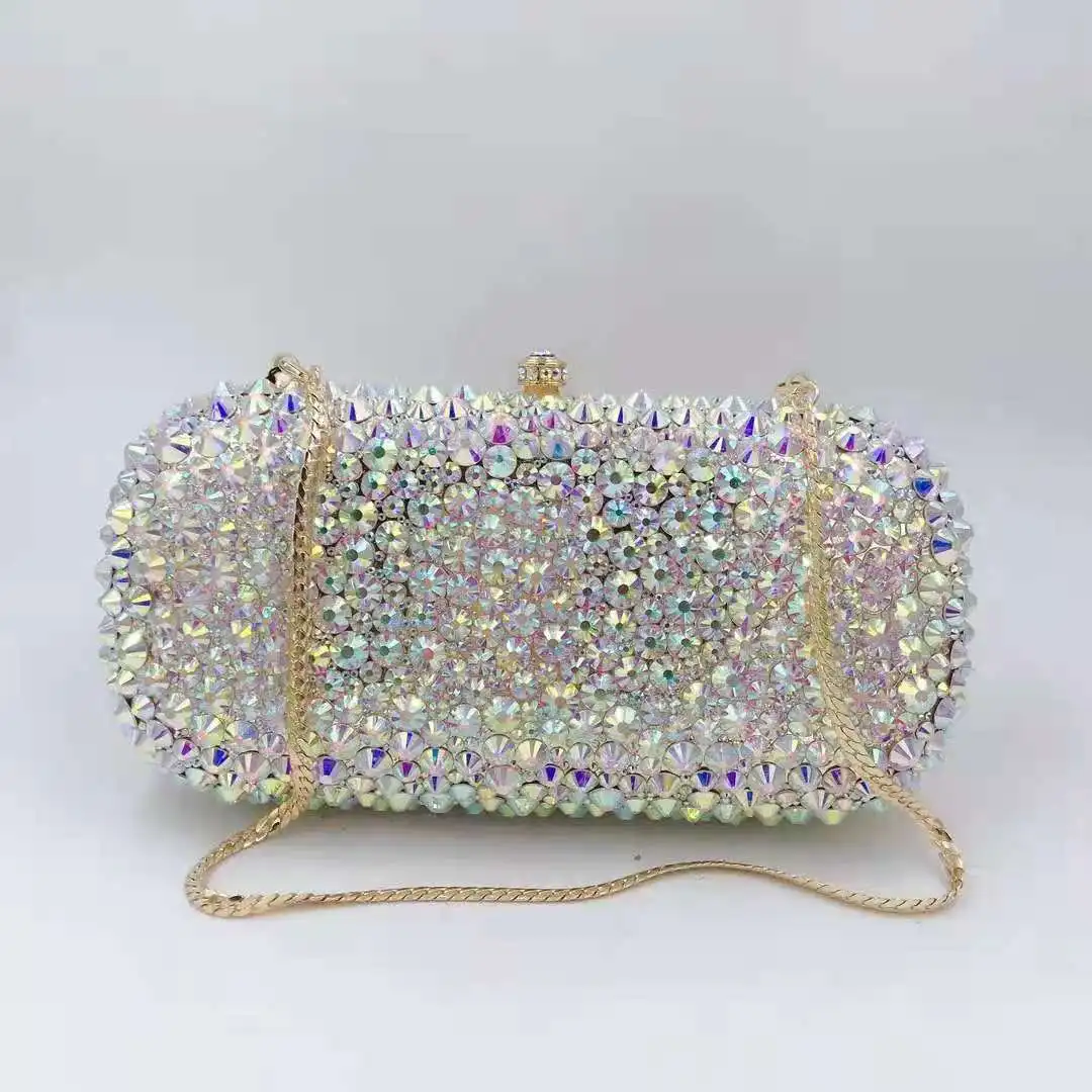 

AB Diamond Silver Wedding Bling Bridal Women's Clutches Purses And Wallets Ladies Dinner Prom Crystal Handbag Female Evening Bag