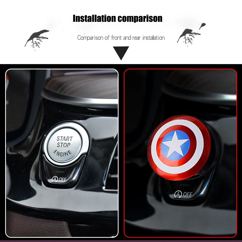 Marvel Captain America кнопка запуска и остановки автомобиля защитный чехол декоративная 3D
