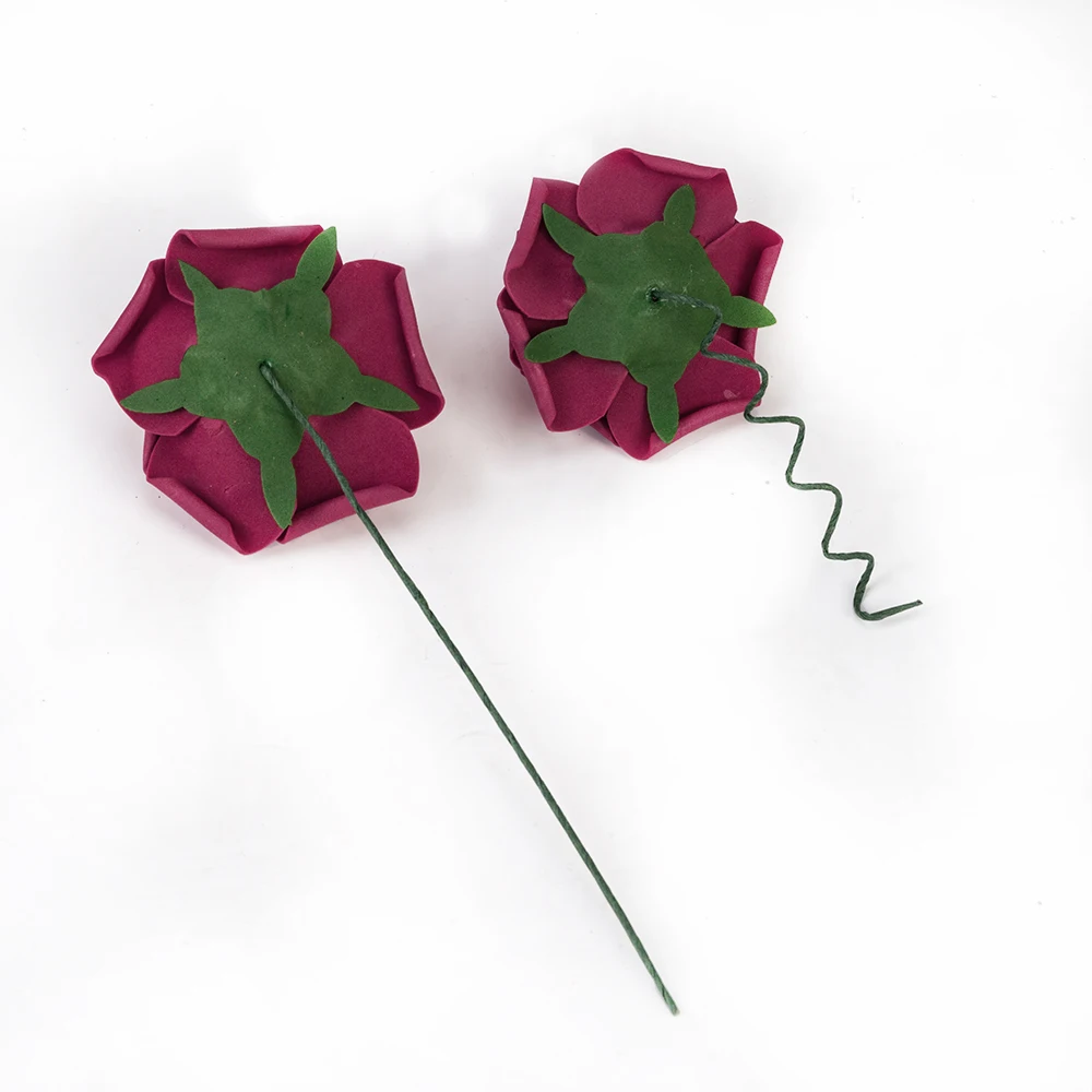 

25pcs PE Foam Rose Flower Wine Red