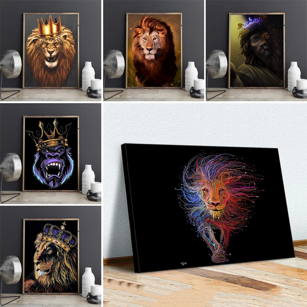 

With Dignity A Lion HD Animal Cool Prints Monkey Tiger Poster Canvas Painting For Living Room Wall Art Pictures Home Decor