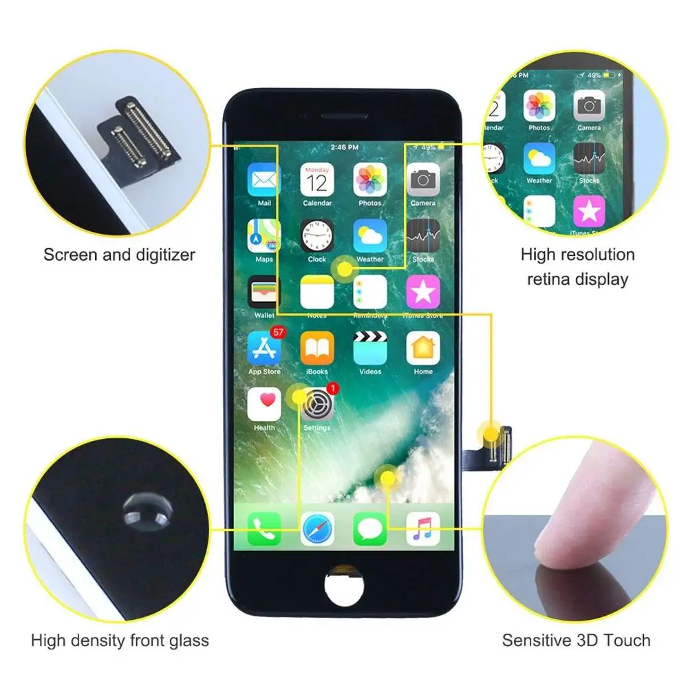 AAA Pantalla 3D сенсорный экран Замена для iPhone 7 Plus ЖК дисплей iphone в сборе Часть без битых