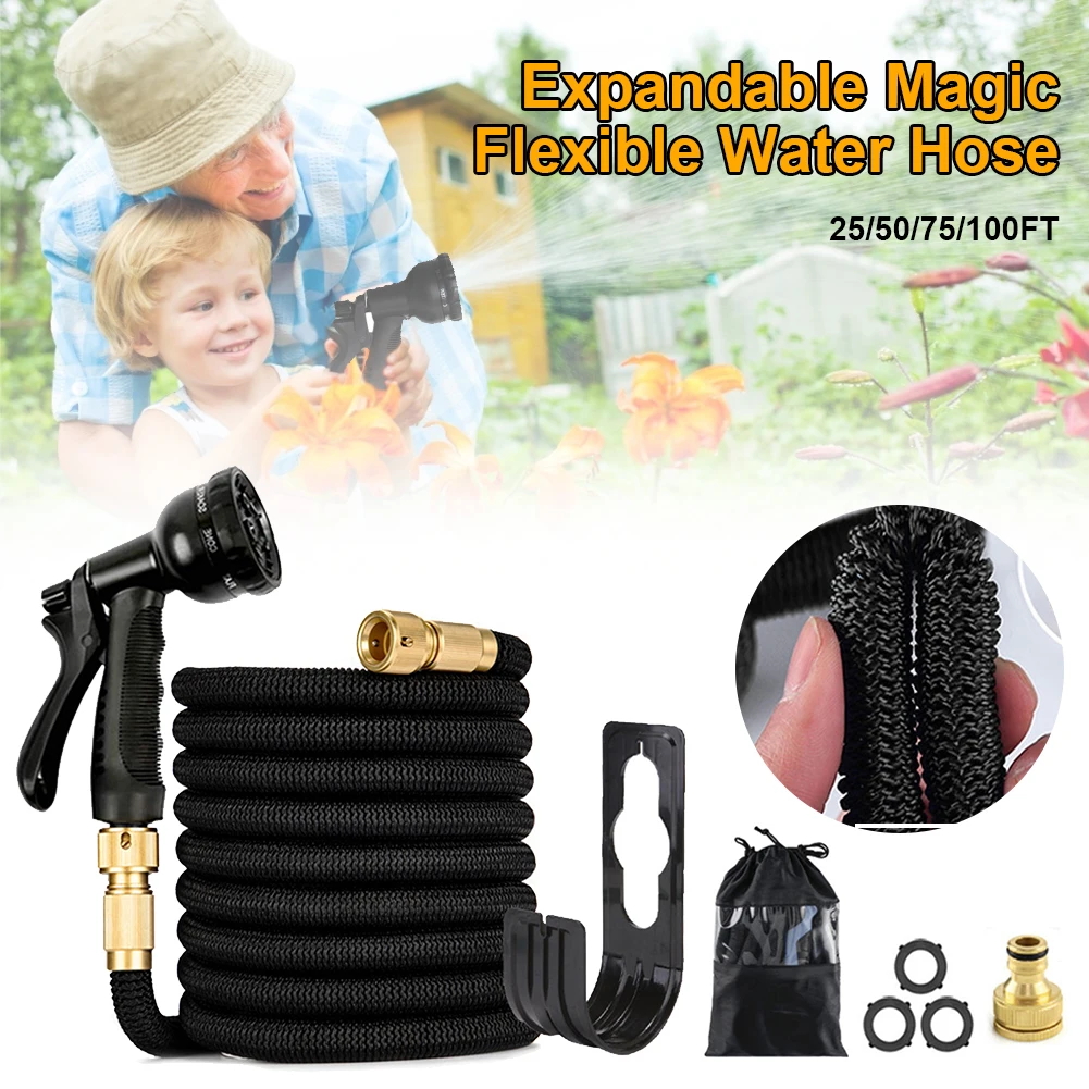 

25Ft-100Ft Garden Hose Expandable Magic Flexible Water Hose ï¼ˆEU Versionï¼‰ Hose Plastic Hoses Pipe With Spray Gun To Watering