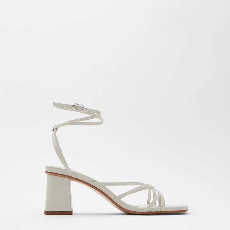 

High Heel Sandal for Women Square Toe Suit Female Beige Shoes Lady 2021 Ankle Strap Med High-heeled Black New Clear Medium Girls