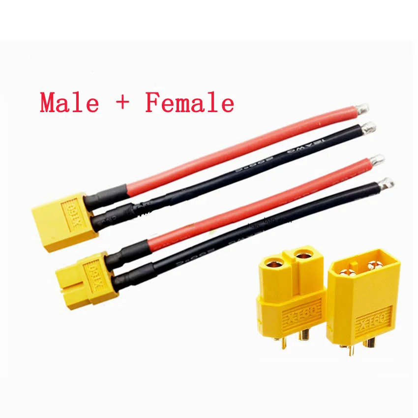 

（ 10cm / 100mm ) 1 pair of XT60 Battery Male Female Connector Plug with Silicon 16 AWG Wire for 7.4v 11.1v 14.8v 22.2v battery