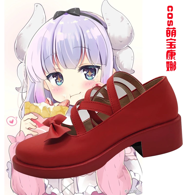 Туфли Miss Kobayashi в стиле аниме на низком каблуке для женщин и девушек с рисунком
