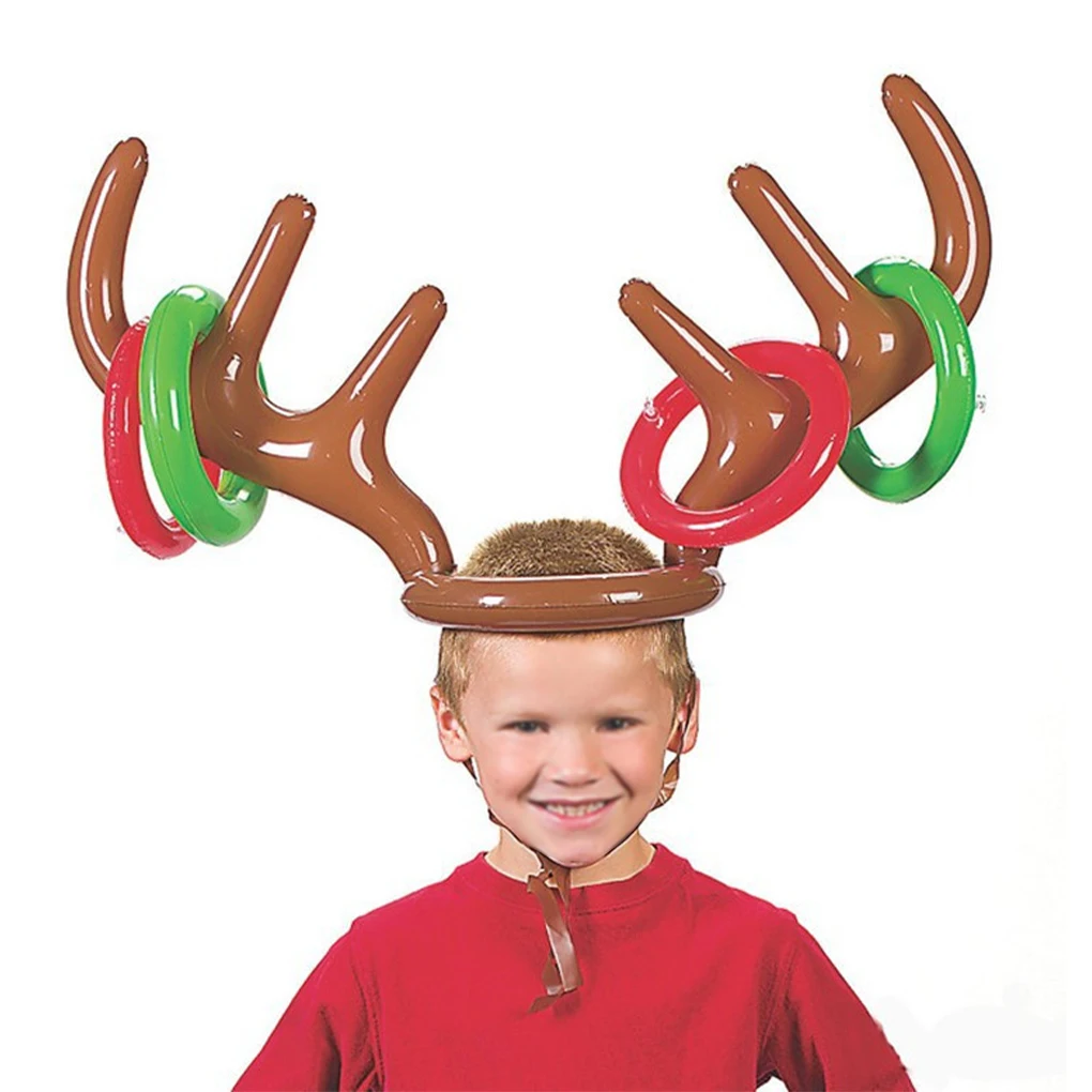 

Inflatable Christmas Ring Toss Animal Design Game Reusable Toys Costumes Household New Year Blow-up Ornaments Presents