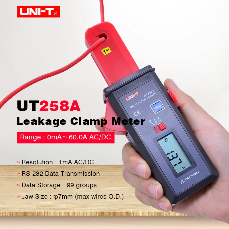 

UNI-T UT258A AC/DC токоизмерительный прибор для измерения утечки 10000-граф Автоматический диапазон Тестер Утечки тока RS-232 передачи данных/удержания...