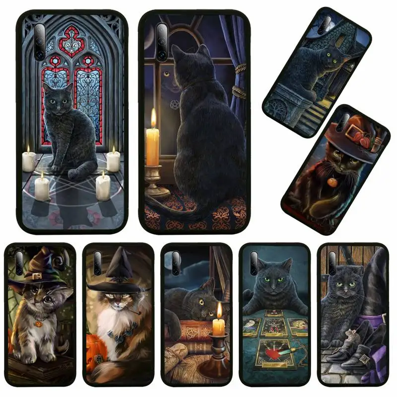

Witch and cat Colorful Cute Phone Case For Huawei Honor View V 5 7 8 9 10 20 30 X S Play Lite Pro Cover