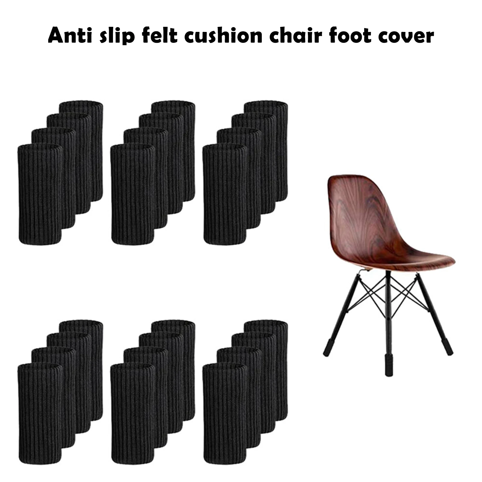 

Fuwatacchi 24 Packs/lot Blcke Chair Leg Socks Covers Knitted Furniture Socks Leg Floor Protectors Furniture Table Feet Covers