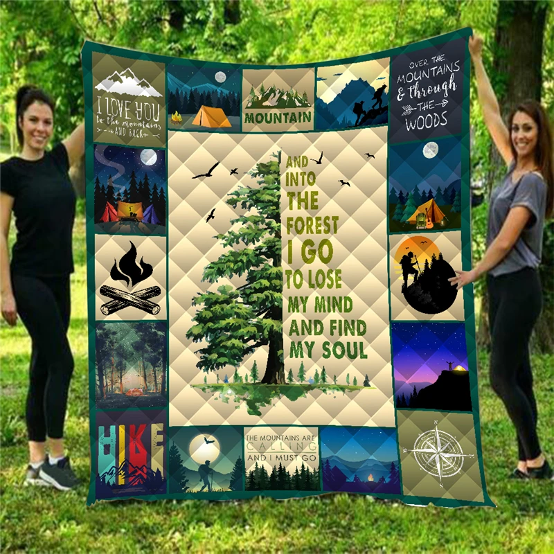 

Adventure Element Printed Home Sofa Cover Quilt Queen Size Kids Adult Warm Blankets For Beds Soft Sofa Outdoor Camping Quilt