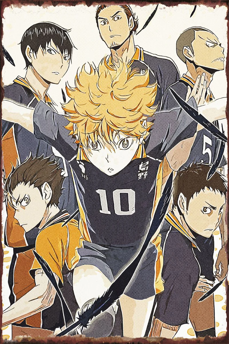 

Винтажный жестяной знак Haikyuu, оловянные таблички, Настенный декор, украшение для комнаты, Ретро винтажный металлический знак для художестве...