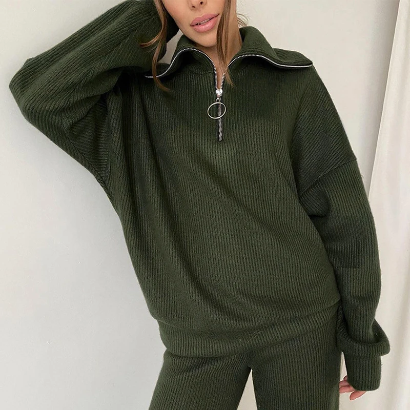 Женский однотонный спортивный костюм Sister Fara трикотажный свитер с воротником