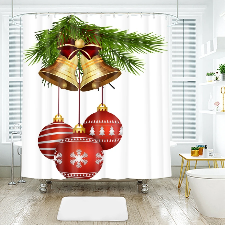 Водонепроницаемые плотные занавески для ванной с 3d-рисунком рождественских