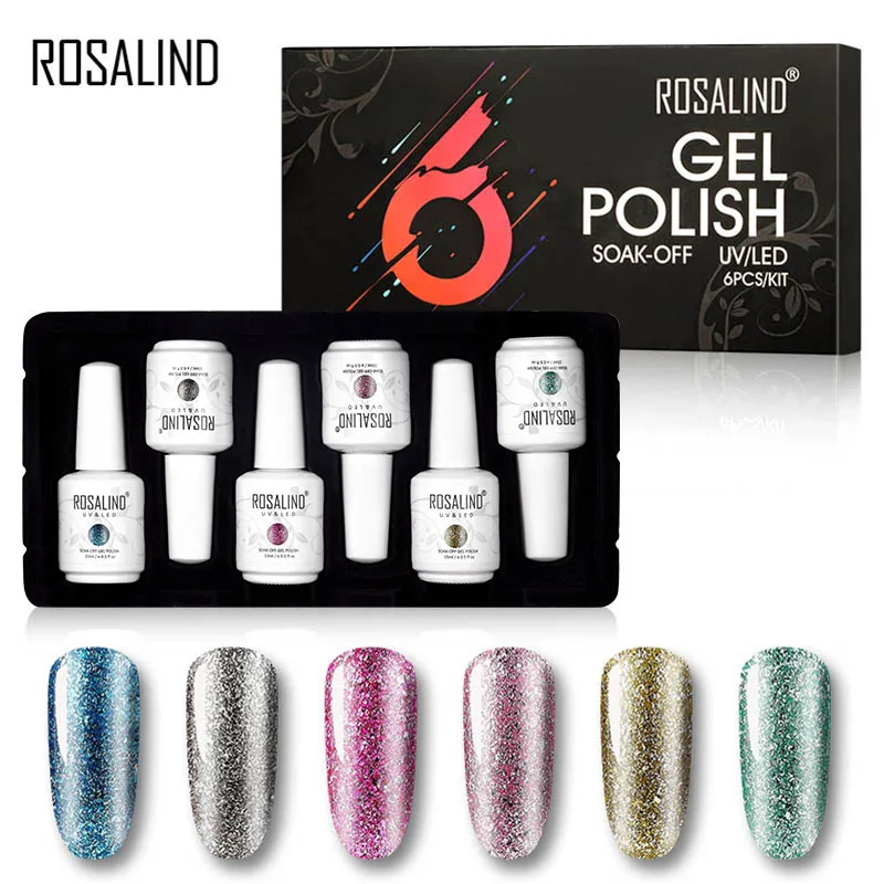 Гель лак для ногтей ROSALIND 6 шт./комплект маникюрный набор нейл арта Полупостоянный