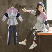 girls clothes 2022 autumn long sleeve hooded sweater jeans suits kids costume teen children clothing sets 6 7 8 9 10 12 years