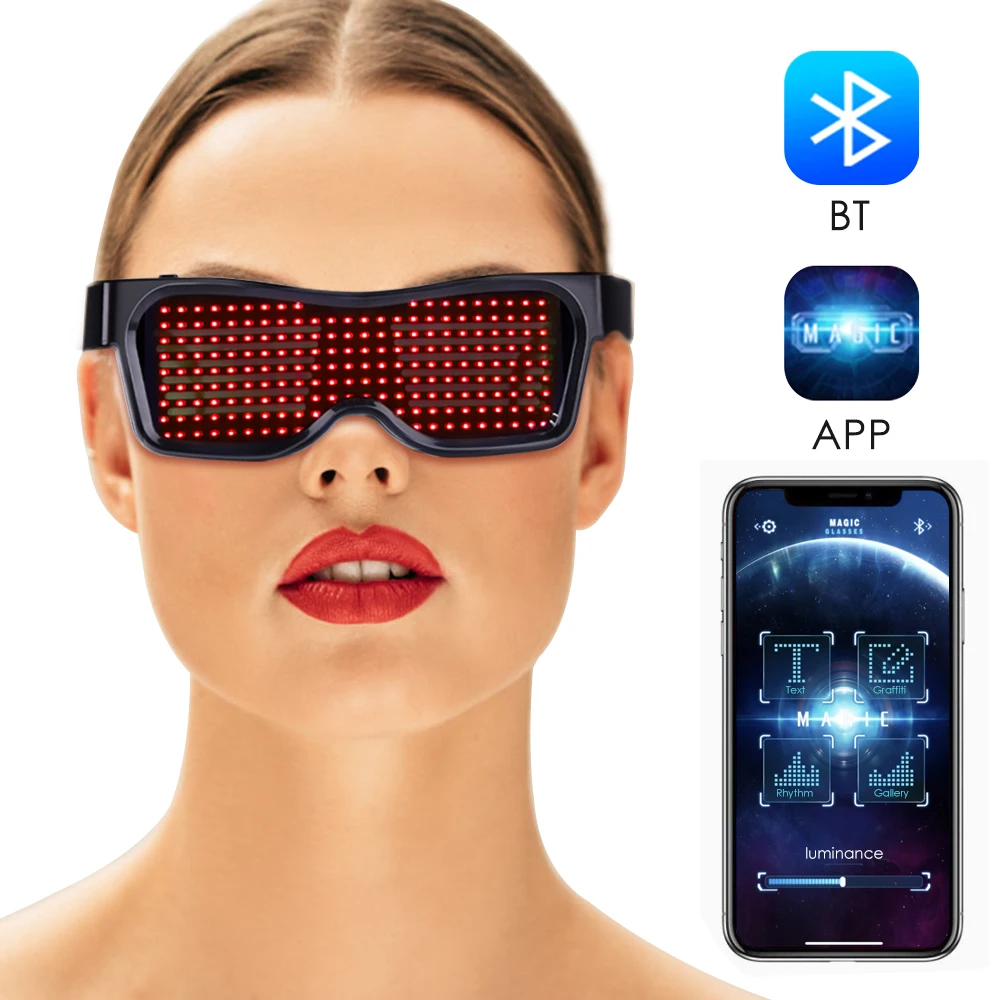 Волшебные Bluetooth Led вечерние очки приложение управление светящиеся очки DJ электрические слоги очки для вечеринки Хэллоуин светильник игрушки