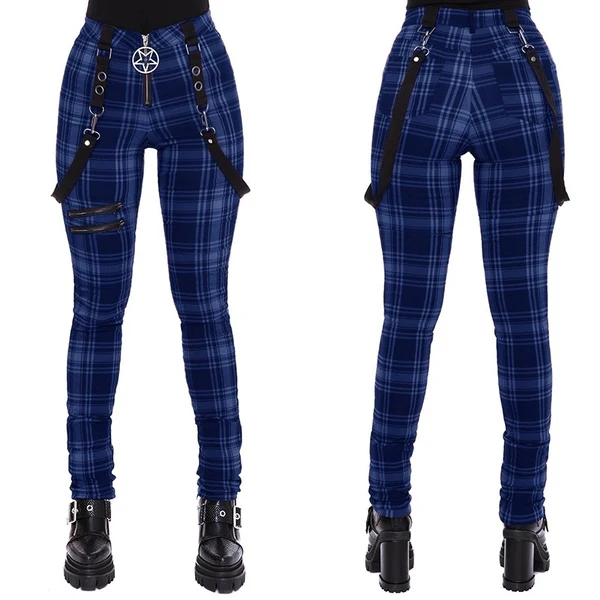 

Plaid Pants Women High Waist Y2k Punk Pant Summer Spring 2021 Streetwear Woman Fashion Slin Fit Patchwork Zipper Gothic Pants