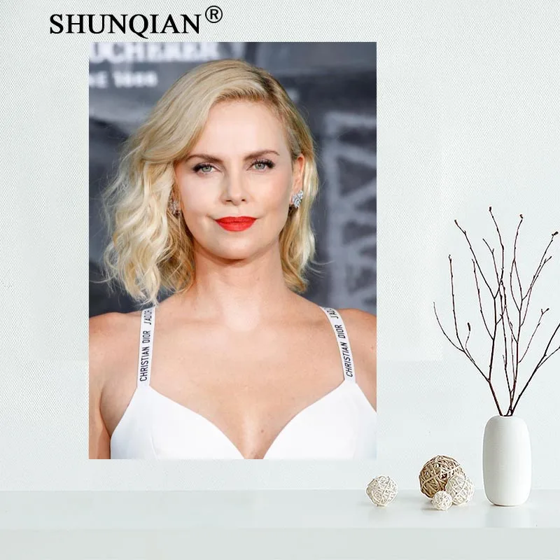 

Индивидуальный холст, Настенный декор Charlize Theron, Красочный Плакат, ткань, настенный Шелковый тканевые плакаты и принты, домашний Декор, живоп...
