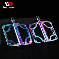 west biking colorful bicycle pedals anti slip flat bmx mtb road bike part 3 bearings cnc ultralight pedals cycling accessories