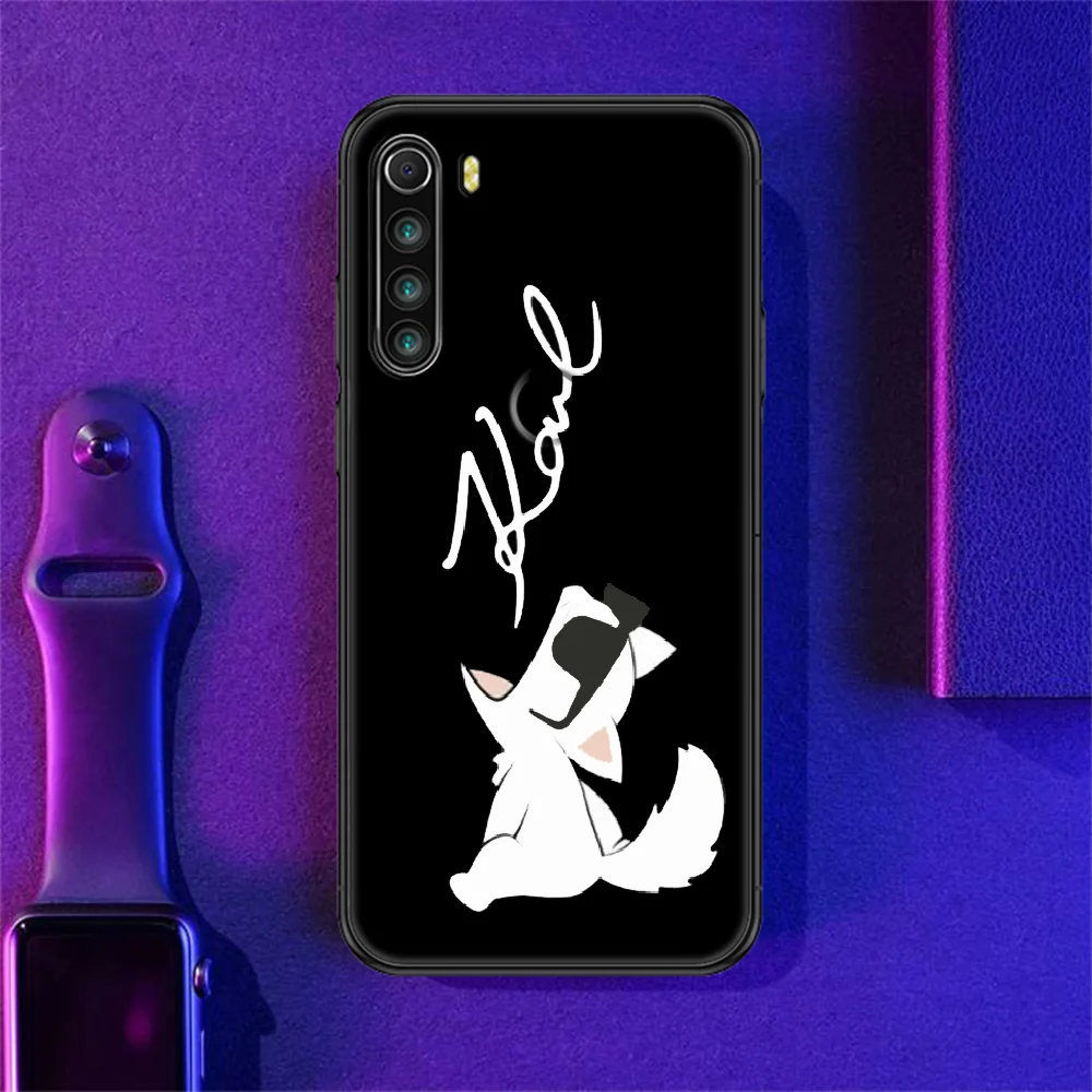 

Famous lagerfeld Phone case For Xiaomi Redmi Note 7 7A 8 8T 9 9A 9S 10 K30 Pro Ultra black art bumper 3D Etui pretty cover tpu