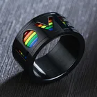 Модные вращающиеся радужные кольца Love из нержавеющей стали, ЛГБТ-гомосексуальные кольца, ювелирные изделия для мужчин и женщин