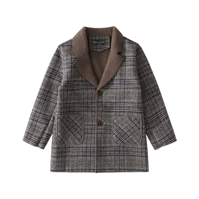 

Boys' woolen coat autumn winter children's long woolen suit coat