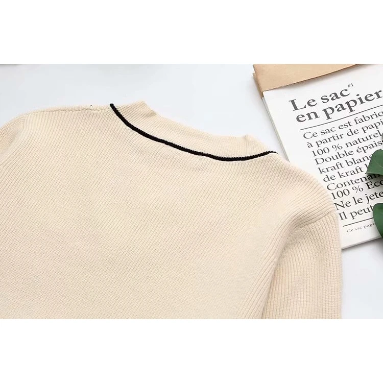 

Plus Size XL-3XL Autumn Winter Women's Sweater Long Sleeve Loose Pullover Knitwear Striped Tops