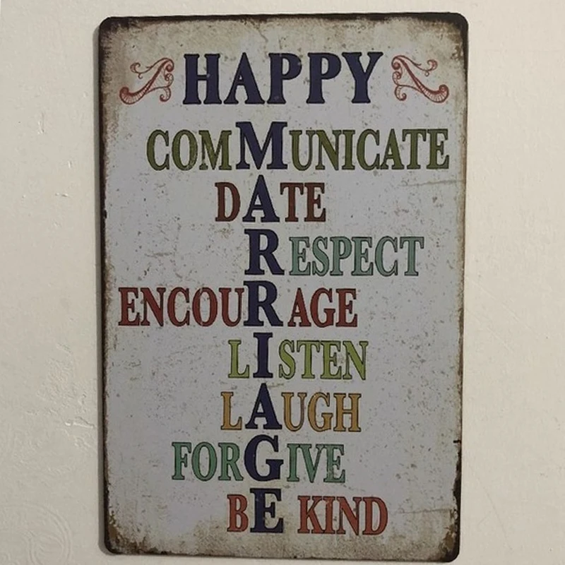 

Happy Communication Respect Encouragement Cafe Bar Wall Retro Home Decoration Modern Old Metal Tin Sign 8x12 or 12x16 Inches