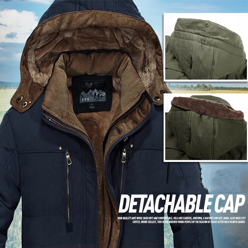 winter parka men Jacket L-5XL 6XL Tooling parka Mens coat Plus velvet thickening warm Cotton coats men's casual hooded jackets