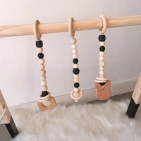 3 pcsset nordic wood bead pendants baby stroller fitness rack ornament hanging wall decor kids room decoration