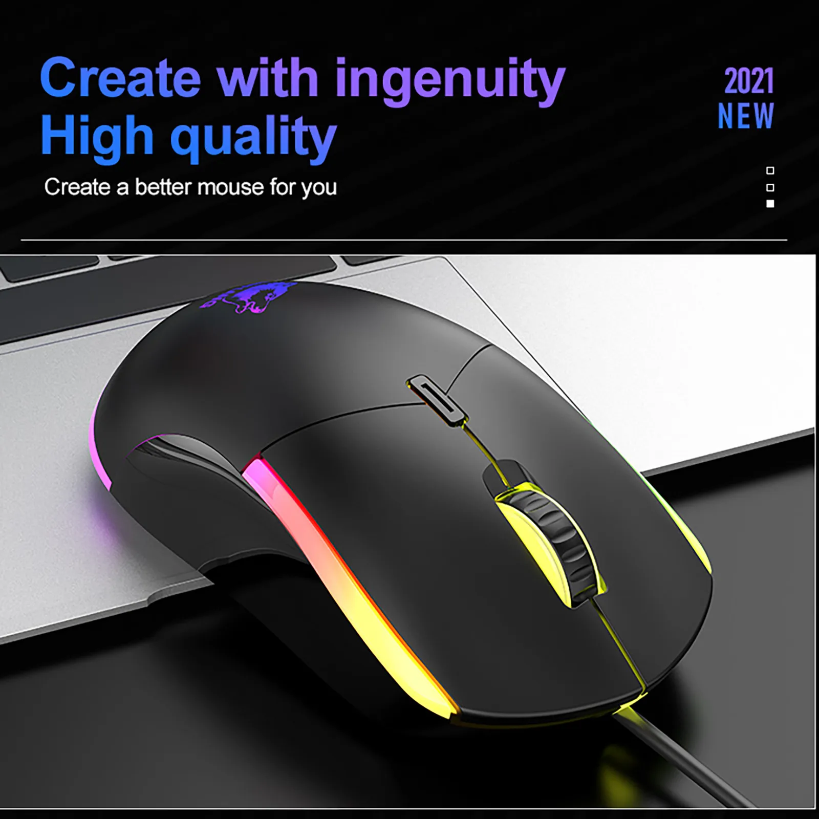 

2021 HIPERDEAL(HIPERDEAL) New And High Quality V 7 Gaming Mouse 7 Color Lighting Optical Mouse 2400DPI Adjustable Mouse