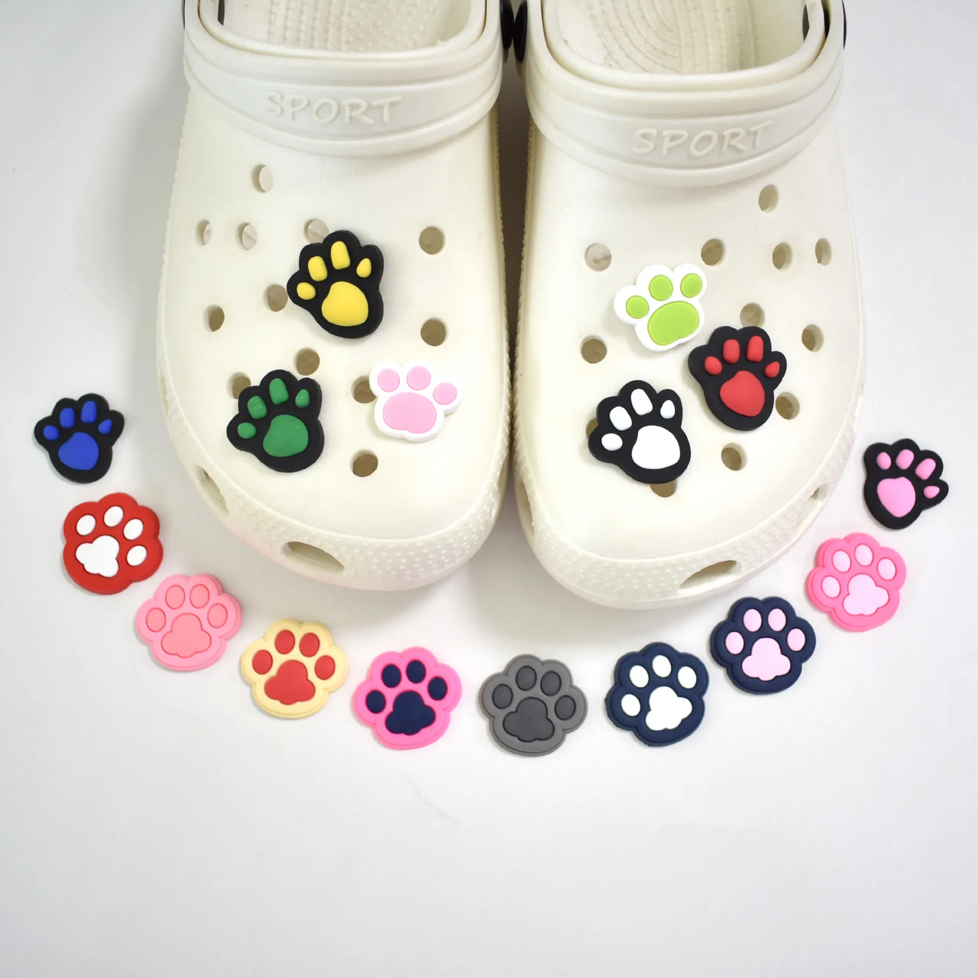 

1pc Multicolor PVC Cartoon Paws Shoe Charms Accessories Fit JIBZ Croc Garden Shoe Buckles Sandals Deoration Kid Gifts