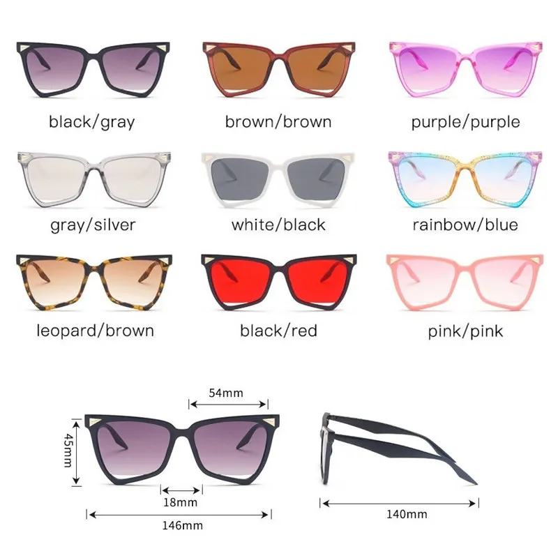 Beauty Rainbow Square Sunglasses Large Shades For Women New Fashion Brand Designer Rivet Sun Glasses Female Oculos De Sol |